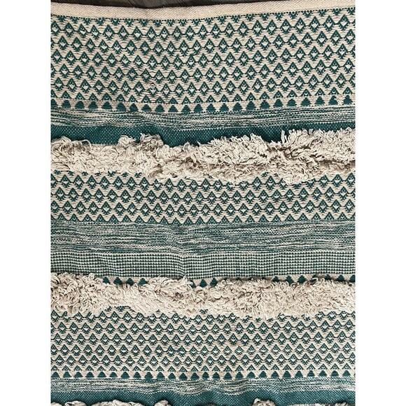Patina Vie Sojourn Collection Rug 100% Cotton Green Beige Textured Vtg. Inspired - Picture 2 of 7
